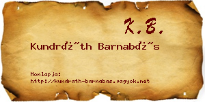 Kundráth Barnabás névjegykártya
